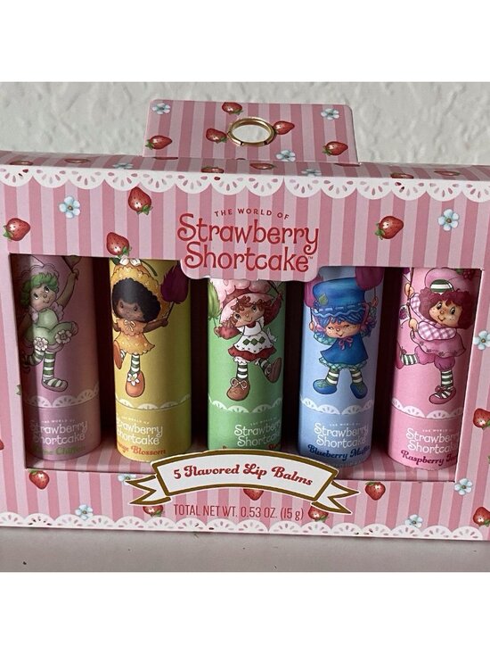 Strawberry Shortcake Other - Set Of 5 Strawberry Shortcake Scented Flavored Lip Balms Taste Beauty NEW‎